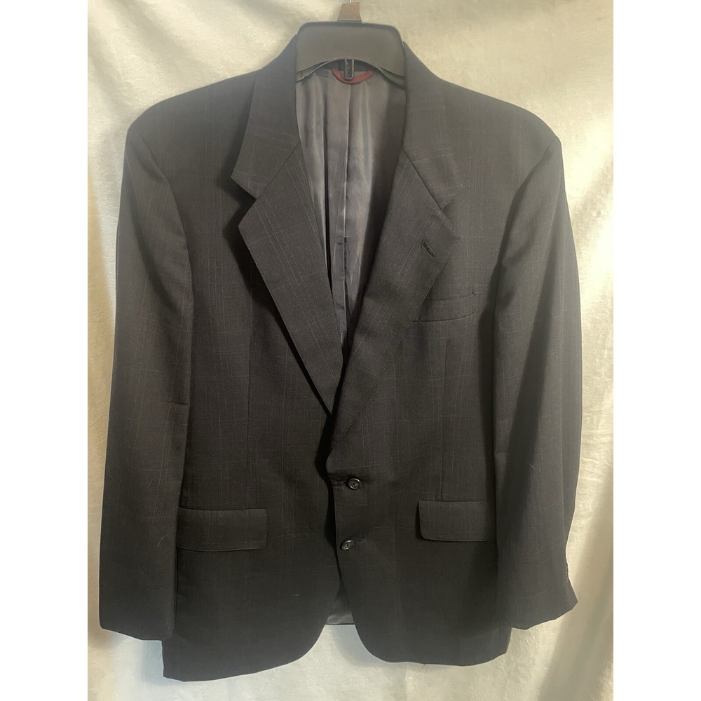 Hart Schaffner‎ Marx Blazer Jacket Suit Coat black pin stripe checkered